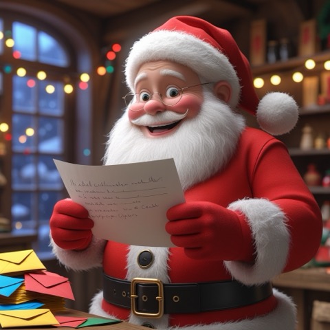 Santa reading a letter